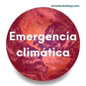 imagen del planeta Tierra en color rojo y texto: emergencia climática