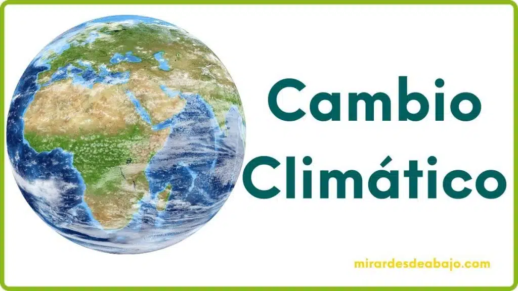 Imagen con el planeta Tierra y las palabras Cambio Climático